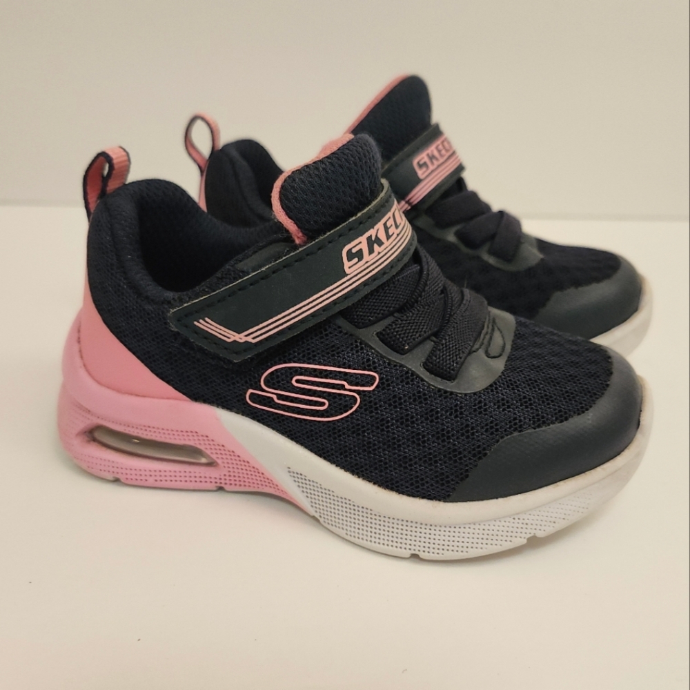 Skechers Microspec Max Epic Brights Running Skech-Air Navy/Pink Baby Girl Size 6